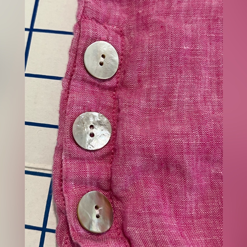 St Tropez West 100% Linen POPOVER top sz Lg PINK  3/4 Sleeves EUC SPRING SUMMER - Picture 3 of 6